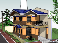 Model nhà 2 tầng 6x7m file sketchup