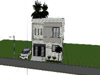 Model sketchup 3d nhà phố 2 tầng 6x11m