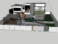 Model sketchup biệt thự 2 tầng 15.8x12.5m