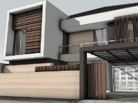 Model sketchup biệt thự 2 tầng 19x36m