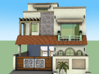 Model sketchup biệt thự 2 tầng 9x21m