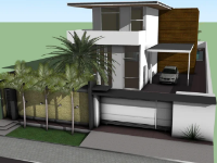 Model sketchup biệt thự 2 tầng hiện đại 14x60m