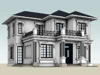 Model sketchup biệt thự 2 tầng kt 13.7x11.4m