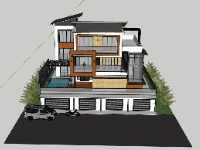 Model sketchup biệt thự 3 tầng 15.5x20.5m