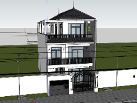 biệt thự 3 tầng,file sketchup biệt thự 3 tầng,phối cảnh biệt thự,biệt thự hiện đại