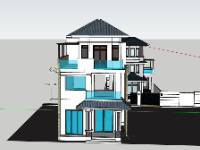 Model sketchup biệt thự 3 tầng 8x15m