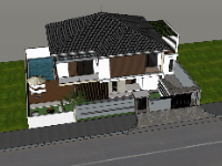 Model sketchup mẫu biệt thự 2 tầng hiện đại nhất