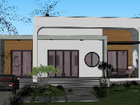 Model sketchup nhà cấp 4 10x14.2m