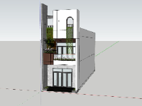 Model sketchup nhà phố 2 tầng 5x18.5m