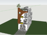 Model sketchup nhà phố 3 tầng 5x17.5m