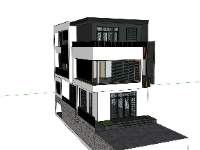 Model sketchup nhà phố 3 tầng 7.5x21.8m