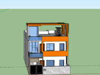Model sketchup Nhà phố 3 tầng 8x12m