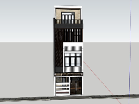 Model sketchup nhà phố 4 tầng 4.8x19.3m