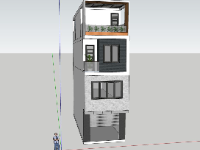 Model sketchup nhà phố 4 tầng 4x12m