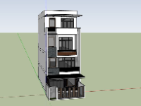 nhà phố 4 tầng,sketchup nhà phố 4 tầng,nhà phố hiện đại