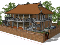 Model sketchup phối cảnh nhờ thờ họ 2 tầng