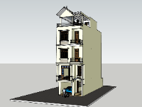 nhà 5 tầng,su nhà 5 tầng,sketchup nhà lệch tầng