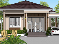 biệt thự  đẹp,biệt thự 1 tầng,biệt thự vườn 1 tầng,sketchup biệt thự