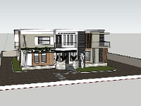 Ngoại thất trung tâm trưng bày sketchup