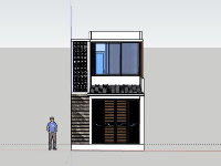 Nhà phố 2 tầng 4x8.5m sketchup