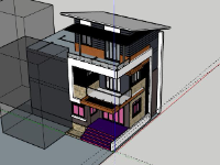 Nhà phố 3 tầng,Model su nhà phố 3 tầng,sketchup nhà phố 3 tầng