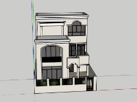 Nhà phố 3 tầng 8.7x9.9m dựng sketchup