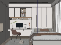 Nội thất dựng sketchup phòng ngủ