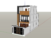 Phối cảnh nhà phố 2 tầng 1 tum 5.4x13.9m