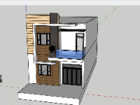 nhà phố 2 tầng,file sketchup nhà phố,phối cảnh nhà phố