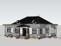 Sketchup biệt thự 1 tầng 18x12m đẹp