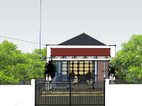 Sketchup Biệt thự 1 tầng 6x12m