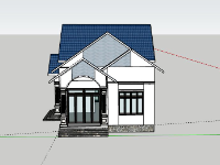 Sketchup biệt thự 1 tầng 8x16m đẹp