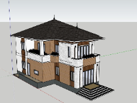 Sketchup biệt thự 2 tầng 11.6x15.5m