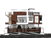 Sketchup Biệt thự 2 tầng 16x18m đẹp mắt