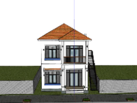 Sketchup Biệt thự 2 tầng 7x16m đẹp