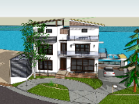 Biệt thự 3 tầng,model su biệt thự 3 tầng,file sketchup biệt thự 3 tầng