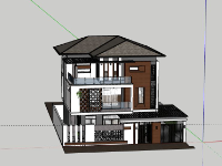 Sketchup Biệt thự 3 tầng 14x15m đẹp mắt