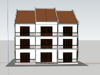 Sketchup Biệt thự 3 tầng 17x15.7m đẹp