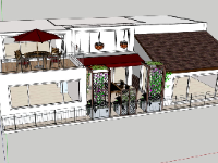 Sketchup biệt thự nghỉ dưỡng 2 tầng