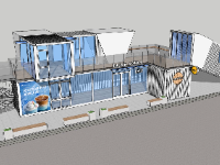 Sketchup Dựng container thành quán coffe