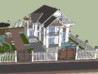 Sketchup mẫu biệt thự 2 tầng