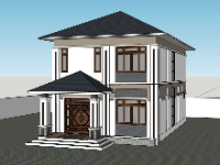 Sketchup mẫu biệt thự 2 tầng hiện đại 3d