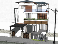 Sketchup mẫu biệt thự 3 tầng hiện đại 2025