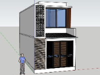 Sketchup mẫu nhà phố 2 tầng 4x8.5m file 3d