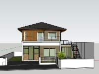 Sketchup Nhà 2 tầng 6x8m đẹp mắt