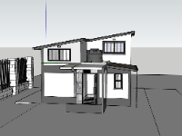 Sketchup nhà cấp 4 đơn giản