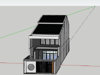 Sketchup Nhà phố 2 tầng 5.7x24.5m đẹp mắt