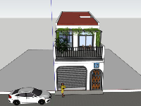 Sketchup Nhà phố 2 tầng 5x17m đẹp mắt