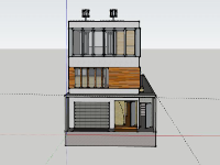 Sketchup Nhà phố 2 tầng 7.6x30m đẹp