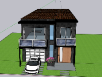 Sketchup Nhà phố 2 tầng 7.8x21m đẹp